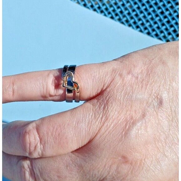 Silver Wrap Ring Gold Open Heart Size 7 Valentines - Picture 4 of 7